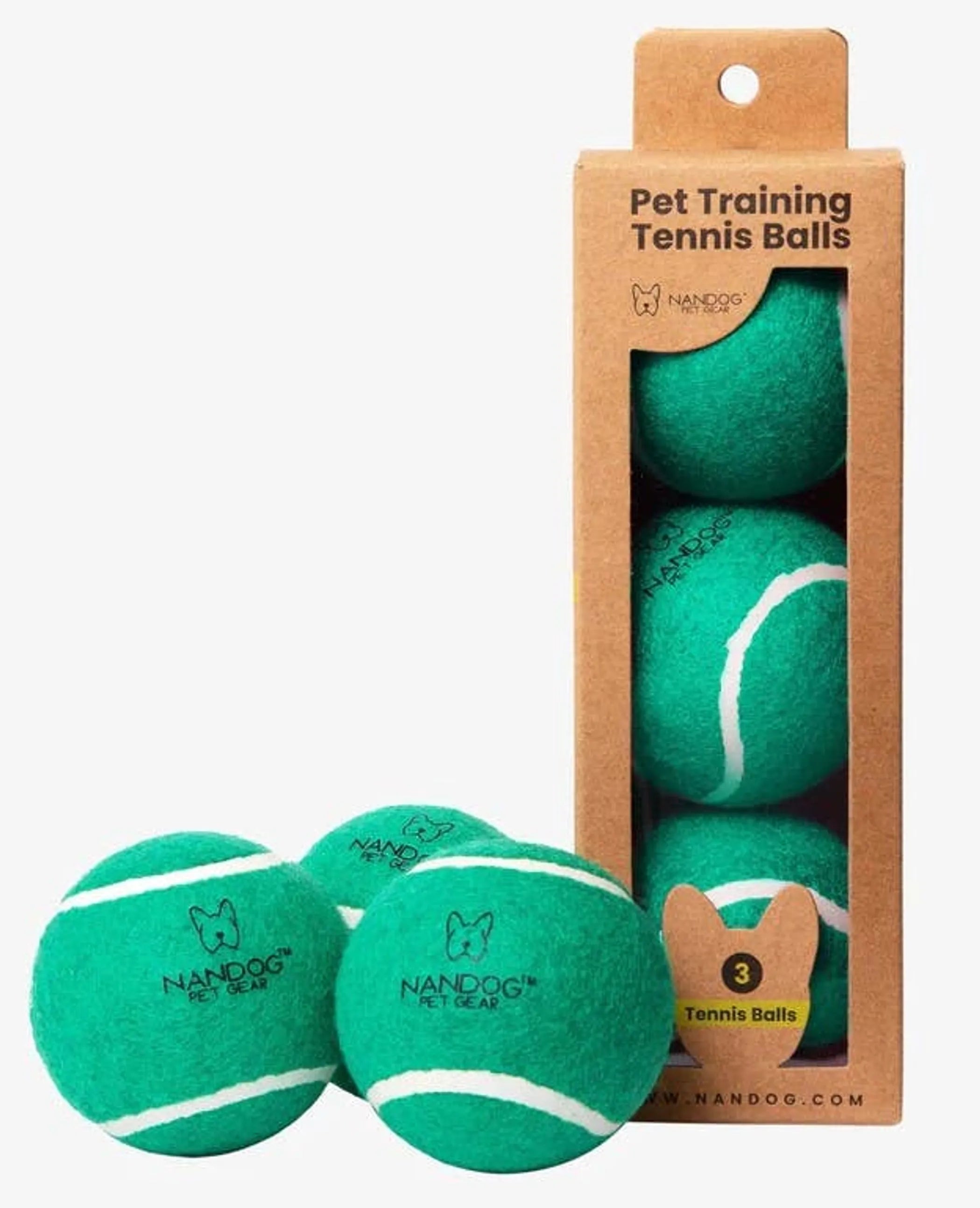 NANDOG Dog Tennis Training Balls – Durable, Lightweight Fetch Balls for Dogs (Set of 3)