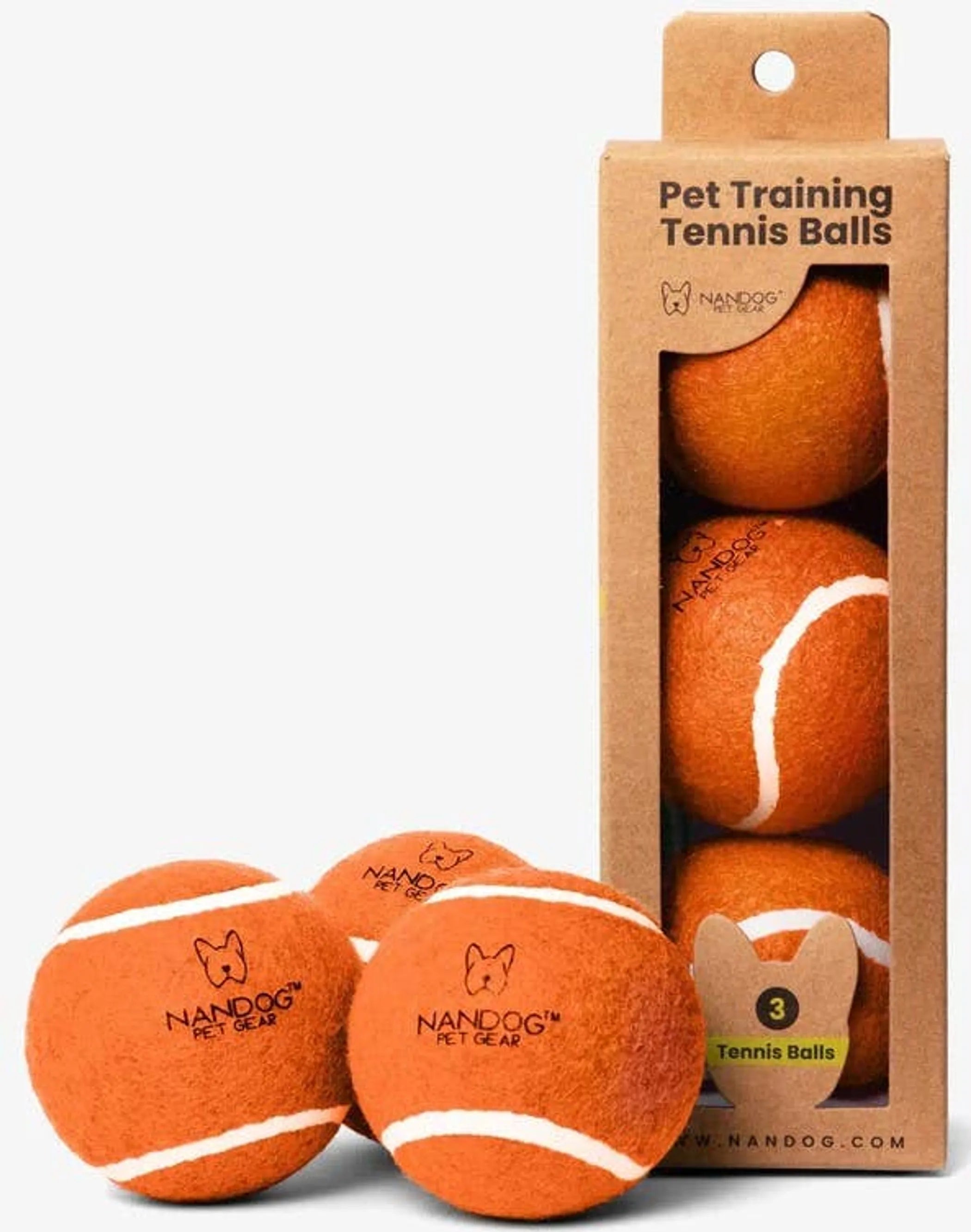 NANDOG Dog Tennis Training Balls – Durable, Lightweight Fetch Balls for Dogs (Set of 3)