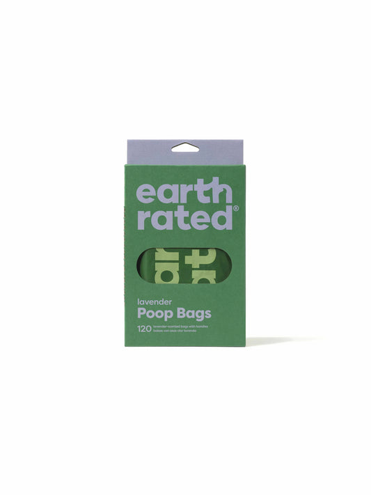 Earth Rated Dog Poop Bags – Lavender Scented, Easy-Tie Handles, 120 Count – Leak-Proof & Eco-Friendly