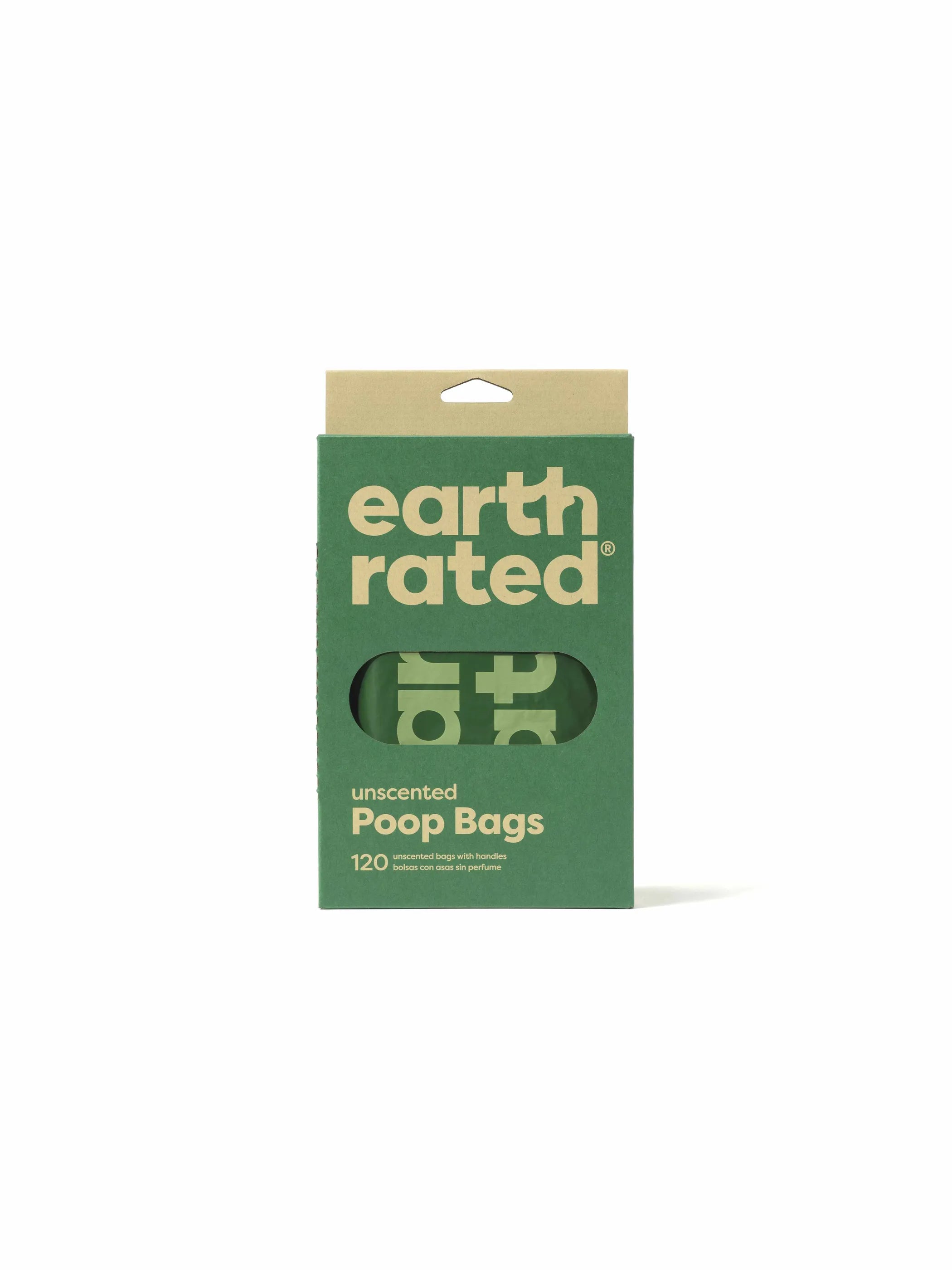 Earth Rated Dog Poop Bags – Unscented Easy-Tie Handles, 120 Count – Leak-Proof & Eco-Conscious