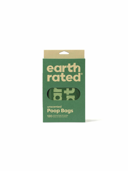 Earth Rated Dog Poop Bags – Unscented Easy-Tie Handles, 120 Count – Leak-Proof & Eco-Conscious