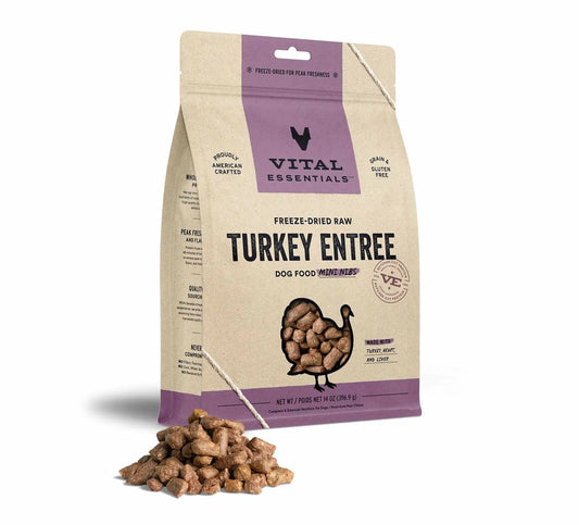 Vital Essentials Freeze-Dried Raw Turkey Mini Nibs – High-Protein, Grain-Free Dog Food with Single-Source Turkey Protein