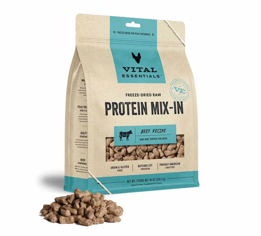 Vital Essentials Freeze-Dried Raw Beef Protein Meal Topper for Dogs – Single-Ingredient, High-Protein, Grain-Free Mix-In for Muscle & Energy Support