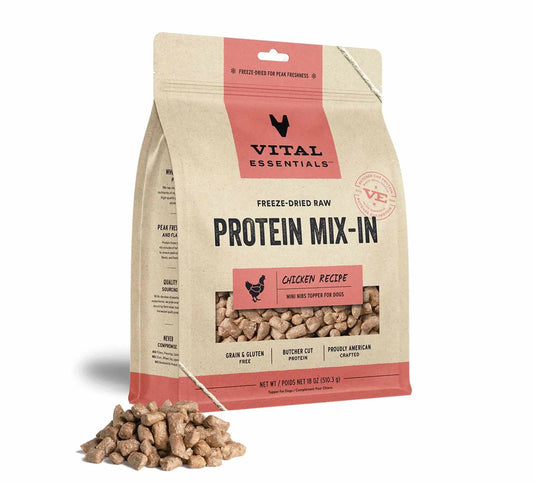 Vital Essentials Freeze-Dried Raw Chicken Protein Meal Topper for Dogs – Single-Ingredient, High-Protein, Grain-Free Mix-In for Everyday Nutrition