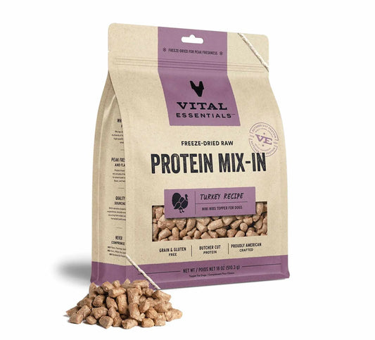 Vital Essentials Freeze-Dried Raw Turkey Protein Meal Topper for Dogs – Single-Ingredient, Grain-Free Mix-In for Added Nutrition & Flavor