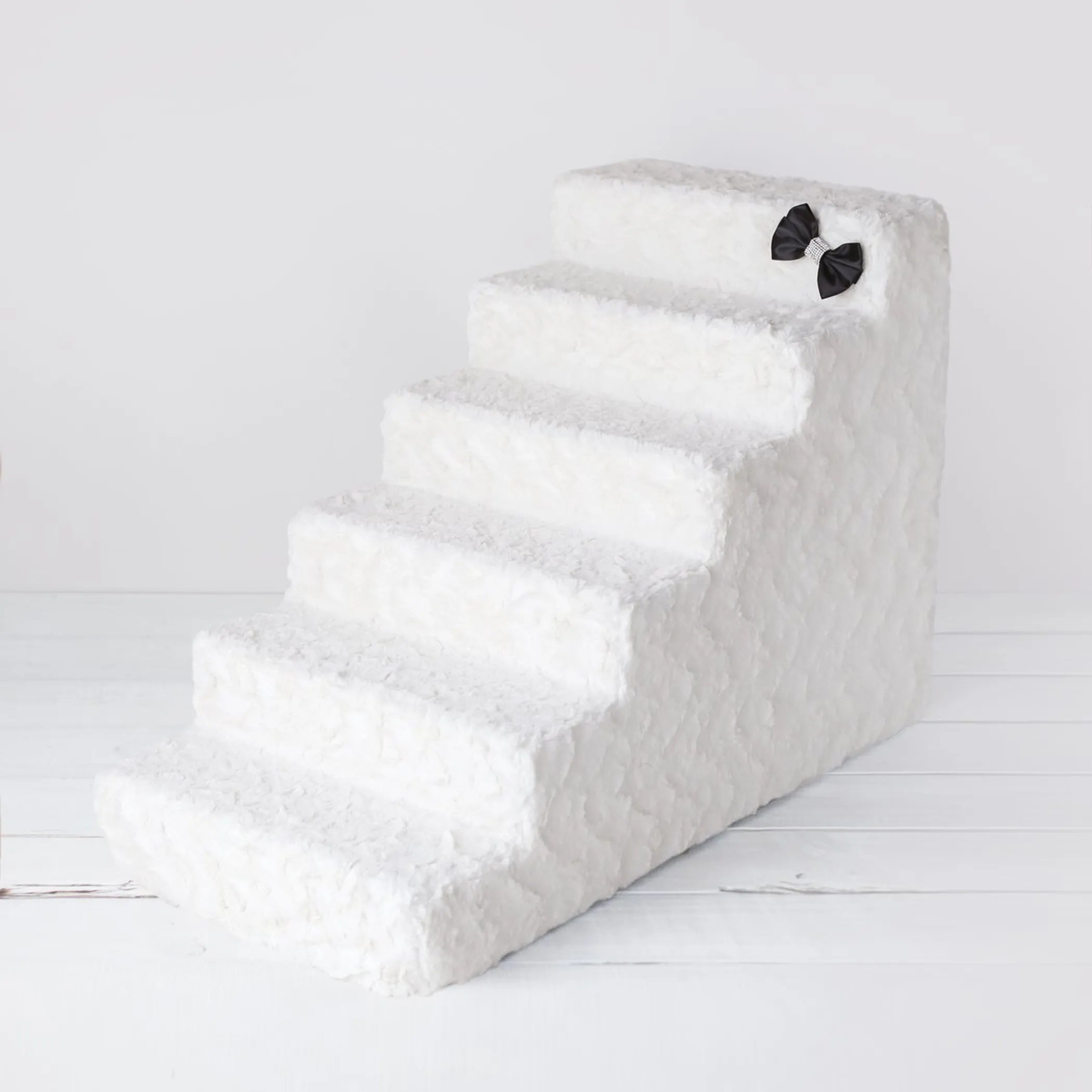 Doggy Dooties® LuxeStep™ Velvet Pet Stairs – High-Density Foam with Crystal Bow Accent
