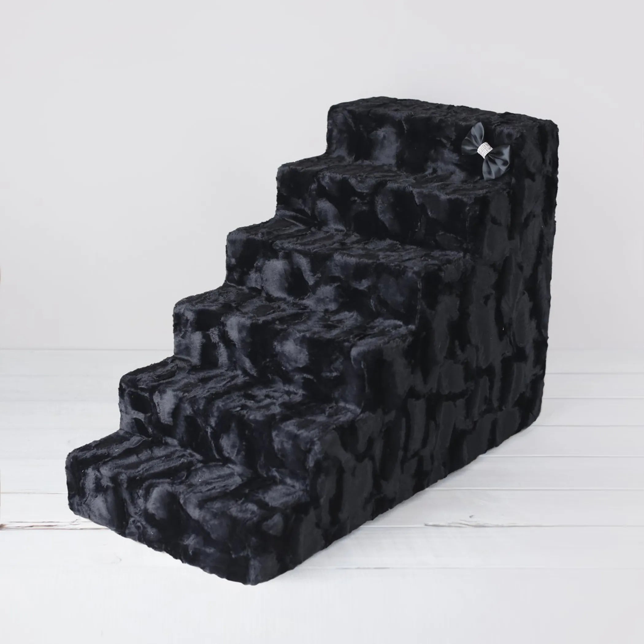 Doggy Dooties® LuxeStep™ Velvet Pet Stairs – High-Density Foam with Crystal Bow Accent
