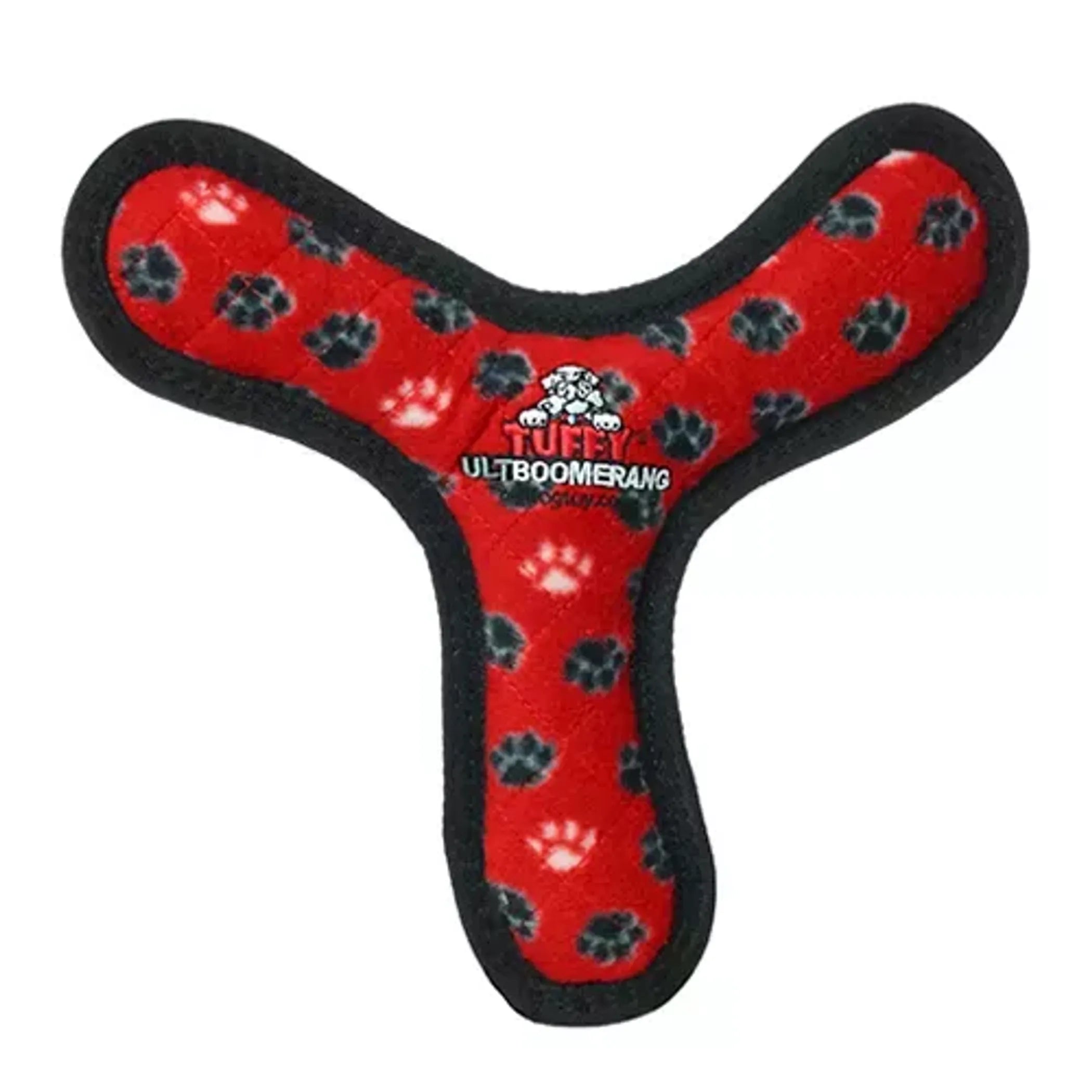 Tuffy Ultimate Boomerang Dog Toy – Red Paw Design, Durable Tug & Fetch Toy