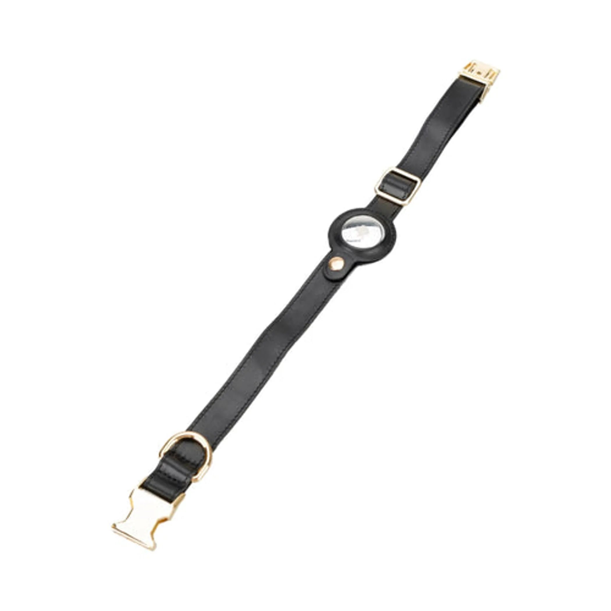 Doggy Dooties® Gold Leather AirTag Collar – Elegant, Durable & GPS-Ready