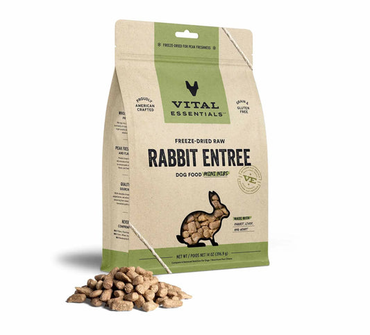Vital Essentials Freeze-Dried Raw Rabbit Entrée for Dogs – Mini Nibs, High-Protein Grain-Free Dog Food