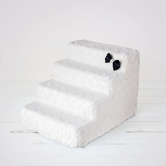 Doggy Dooties® LuxeStep™ Velvet Pet Stairs – High-Density Foam with Crystal Bow Accent