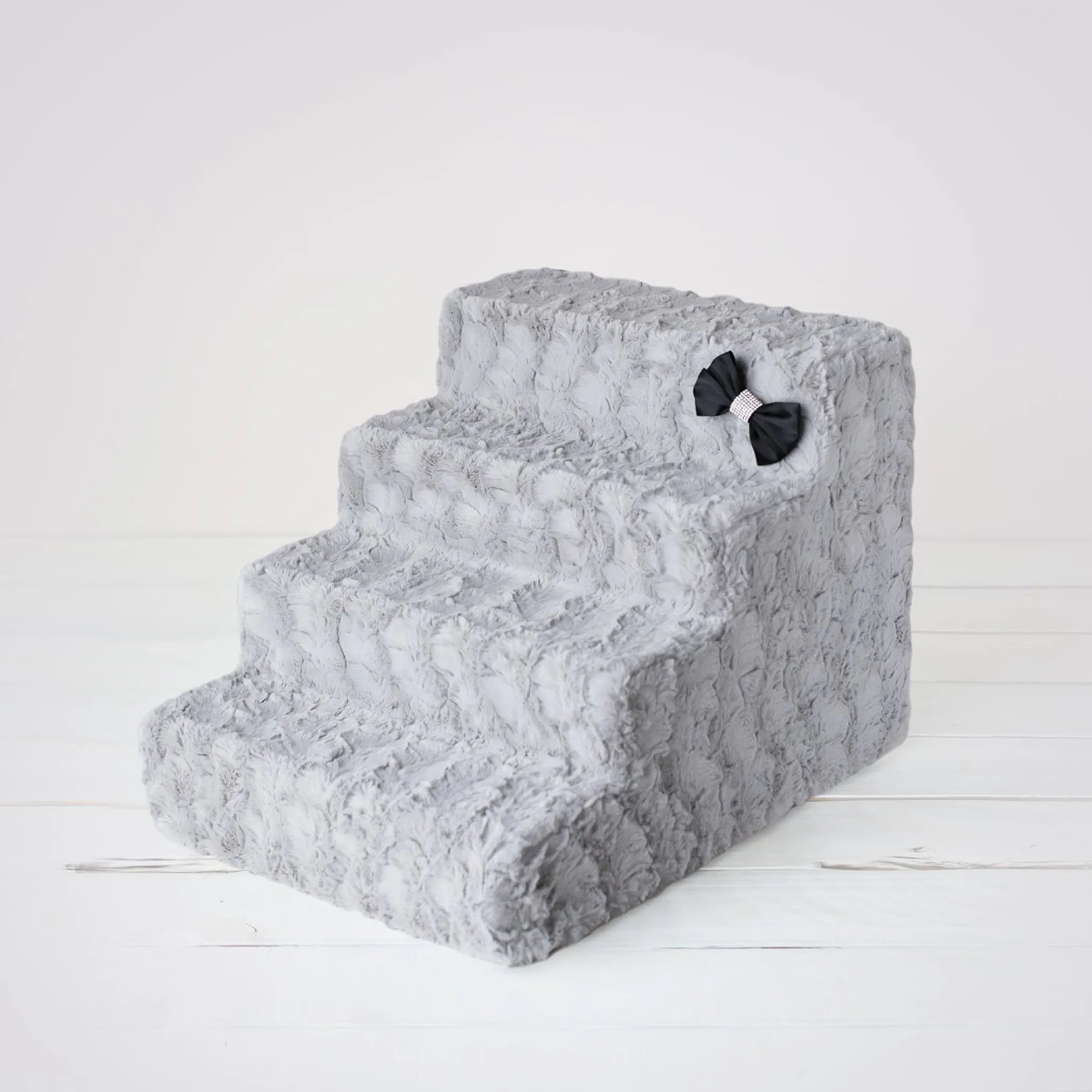 Doggy Dooties® LuxeStep™ Velvet Pet Stairs – High-Density Foam with Crystal Bow Accent